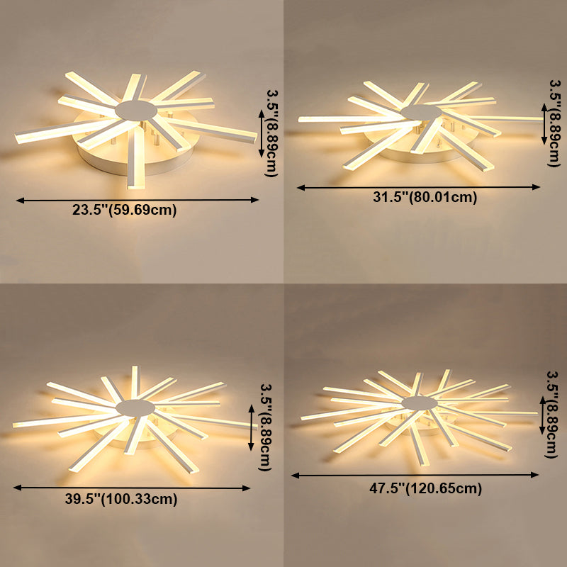 Line Shape LED Ceiling Lamp Modern Iron Flush Mount for Living Room Bedroom