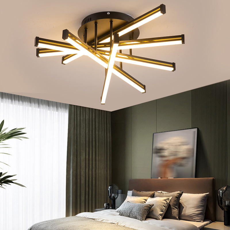 Line Shape LED Creative Ceiling Lamp Modern Iron Flush Mount for Living Room