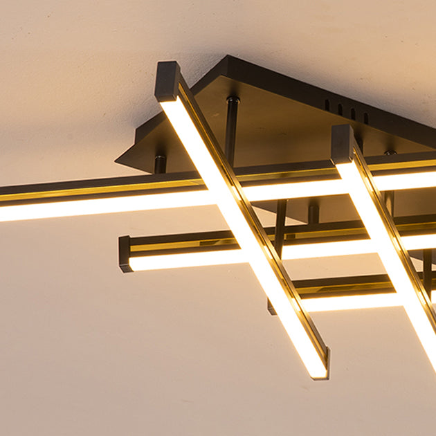 Line Shape LED Creative Ceiling Lamp Modern Iron Flush Mount for Living Room