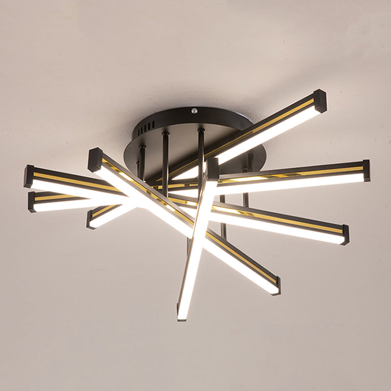Line Shape LED Creative Ceiling Lamp Modern Iron Flush Mount for Living Room