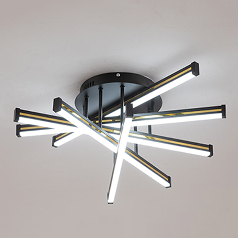 Line Shape LED Creative Ceiling Lamp Modern Iron Flush Mount for Living Room