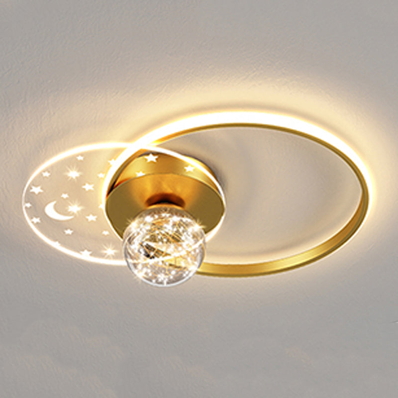 Geometry Shape LED Sky Star Ceiling Lamp Modern Iron 3 Lights Flush Mount for Bedroom