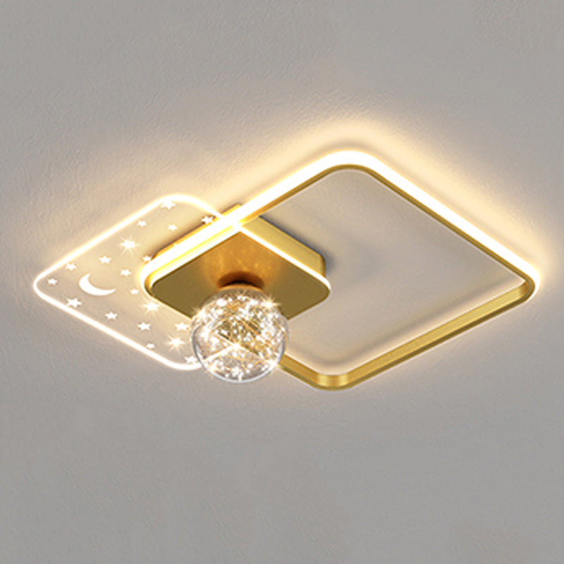 Geometry Shape LED Sky Star Ceiling Lamp Modern Iron 3 Lights Flush Mount for Bedroom