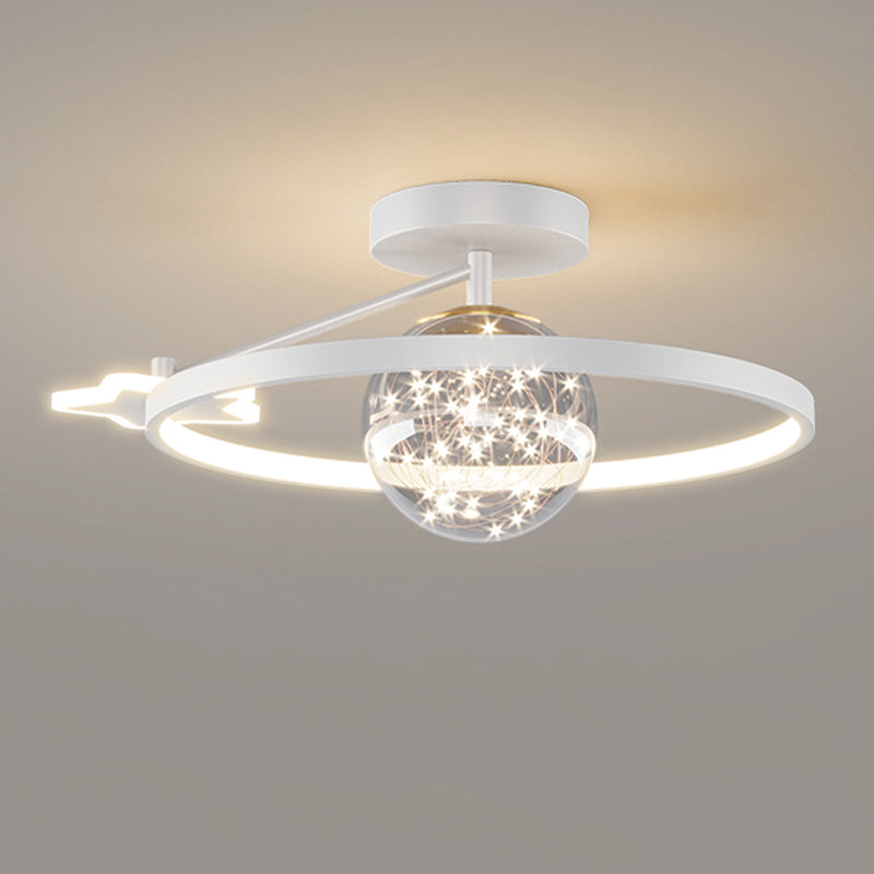 Round Shape LED Sky Star Ceiling Lamp Modern Iron 3 Lights Flush Mount for Dining Room