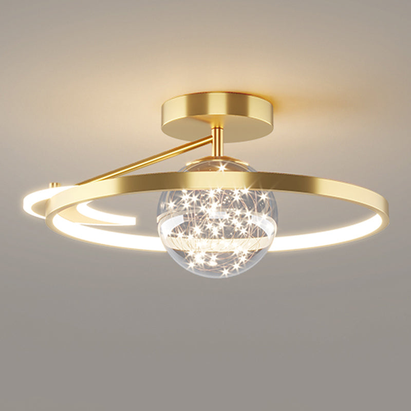 Round Shape LED Sky Star Ceiling Lamp Modern Iron 3 Lights Flush Mount for Dining Room