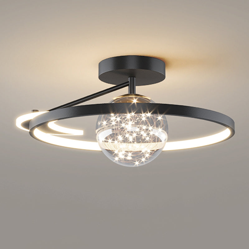 Round Shape LED Sky Star Ceiling Lamp Modern Iron 3 Lights Flush Mount for Dining Room