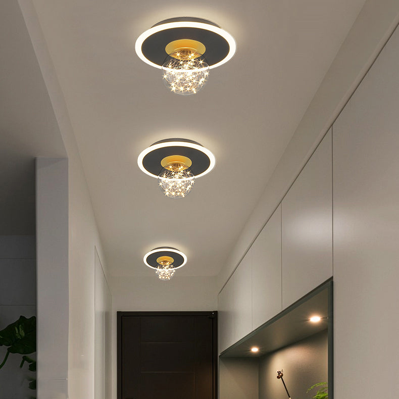 Geometry Shape LED Sky Star Ceiling Lamp Modern Iron 2 Lights Flush Mount for Bedroom