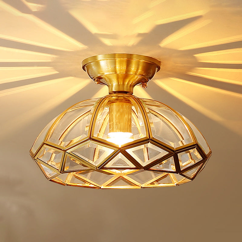 Glass Shaded Close to Ceiling Lighting Vintage-Style Aisle Close to Ceiling Light in Gold