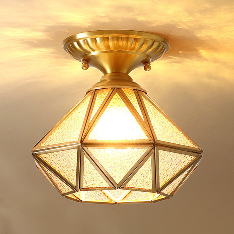 Glass Shaded Close to Ceiling Lighting Vintage-Style Aisle Close to Ceiling Light in Gold