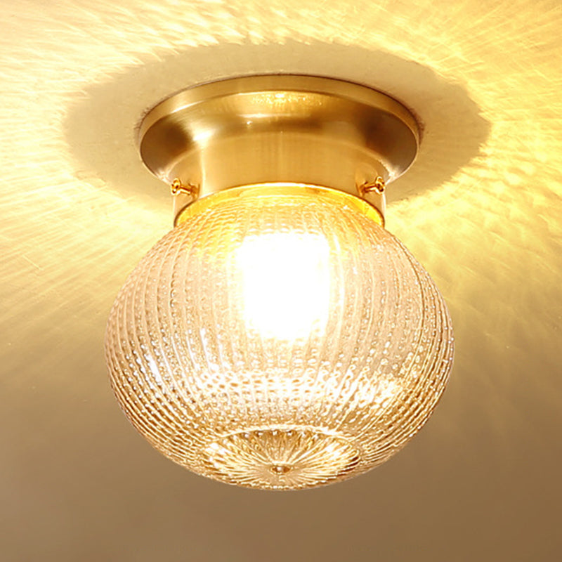 Glass Shaded Close to Ceiling Lighting Vintage-Style Aisle Close to Ceiling Light in Gold