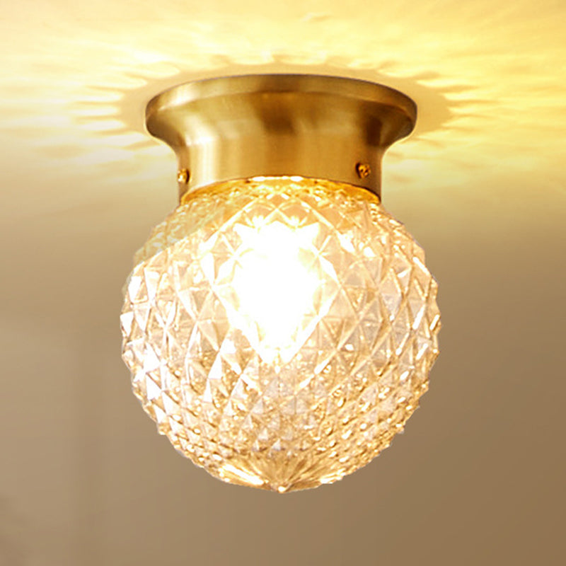 Glass Shaded Close to Ceiling Lighting Vintage-Style Aisle Close to Ceiling Light in Gold