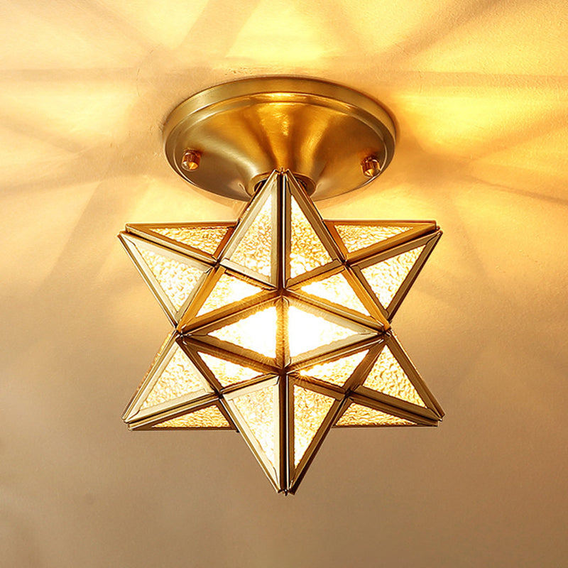 Glass Shaded Close to Ceiling Lighting Vintage-Style Aisle Close to Ceiling Light in Gold