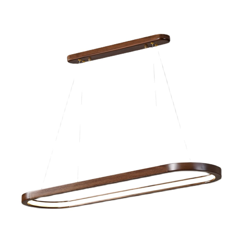 Modern 1-Light Pendant Lighting Wood Oval Island Pendant Light for Kitchen Island
