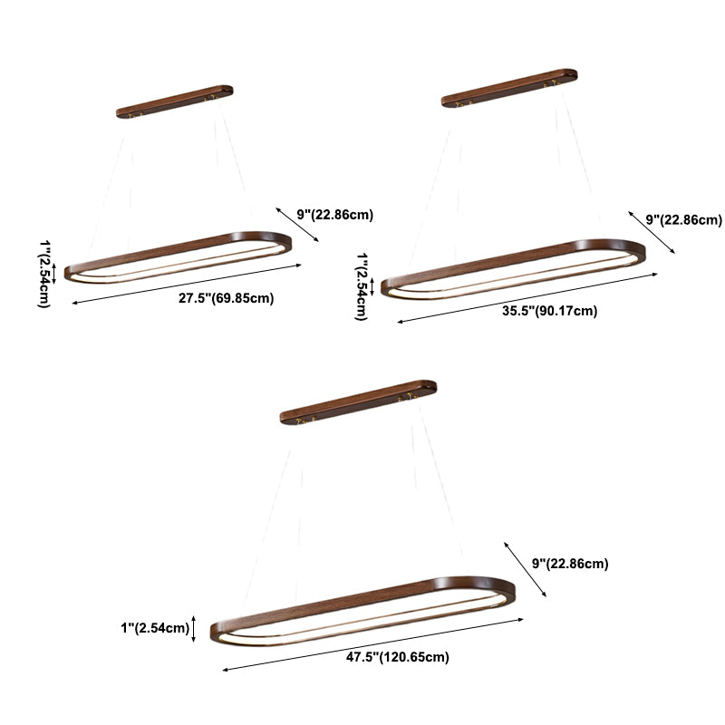 Modern 1-Light Pendant Lighting Wood Oval Island Pendant Light for Kitchen Island