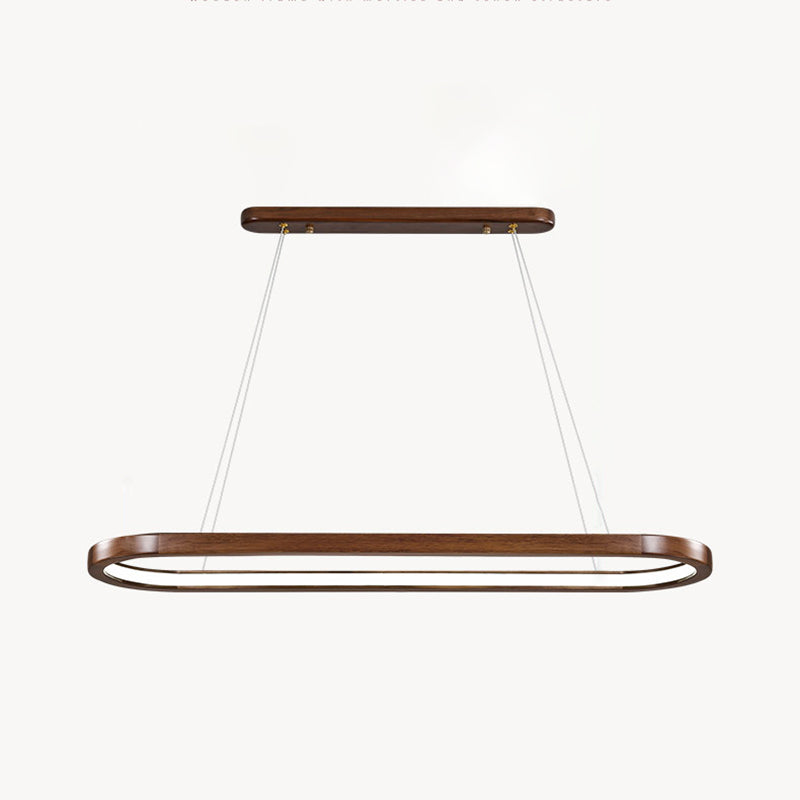 Modern 1-Light Pendant Lighting Wood Oval Island Pendant Light for Kitchen Island