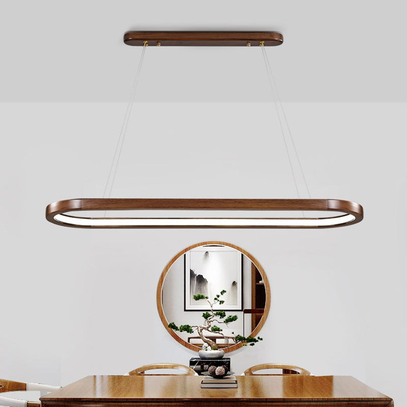 Modern 1-Light Pendant Lighting Wood Oval Island Pendant Light for Kitchen Island
