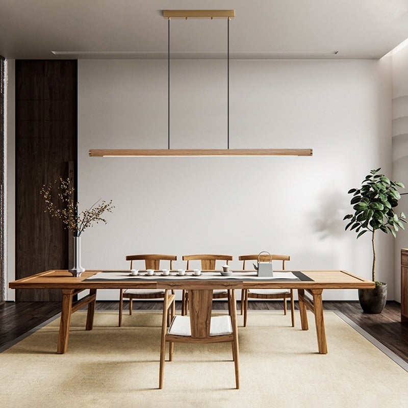 Modern Pendant Lighting for Kitchen Island Linear Island Pendant Light Wood 1-Light