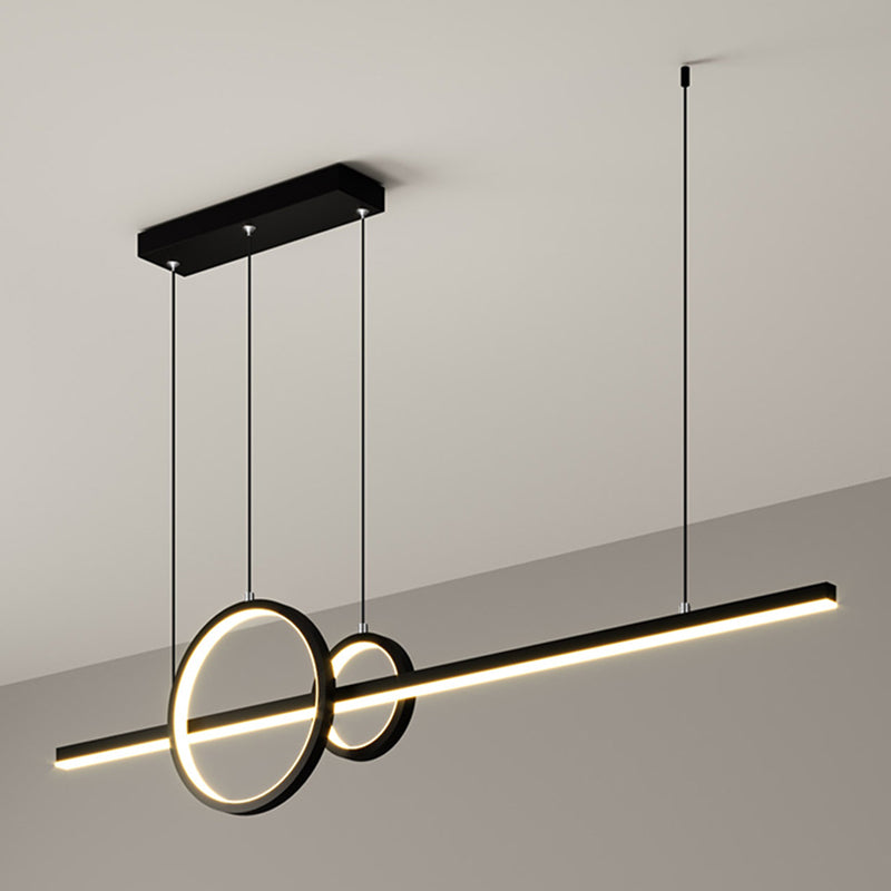 Contemporary Island Light Geometric Metal 3 Light Island Lights in Black