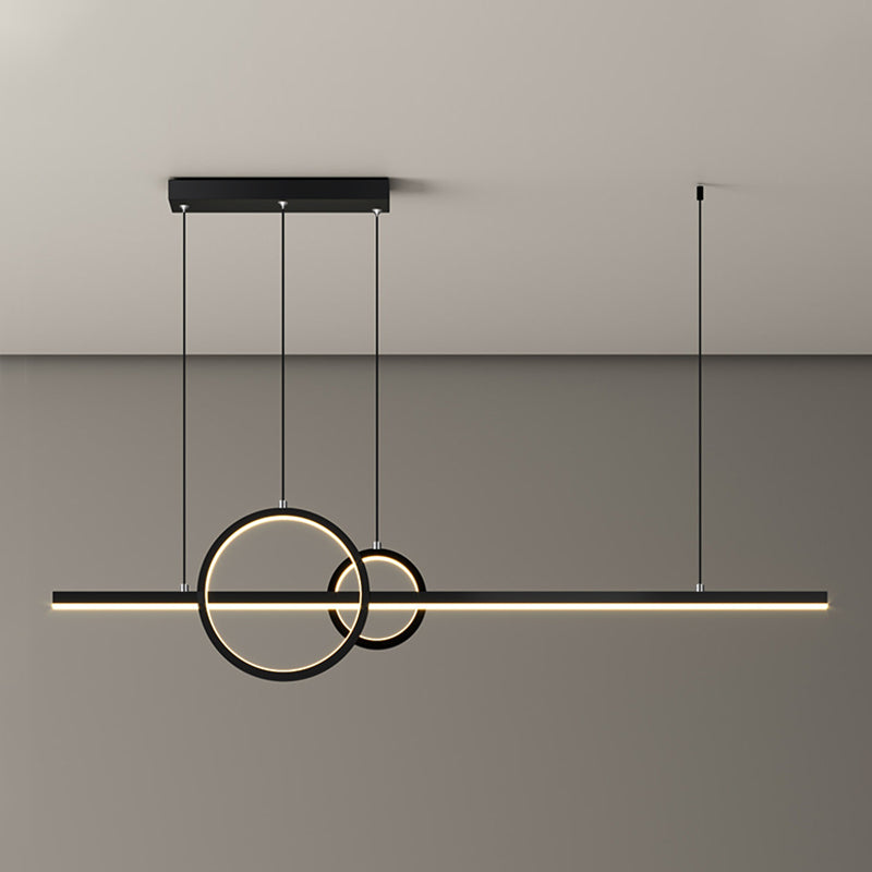 Contemporary Island Light Geometric Metal 3 Light Island Lights in Black