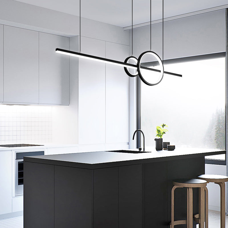 Contemporary Island Light Geometric Metal 3 Light Island Lights in Black