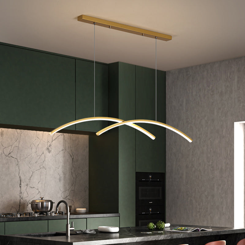 Contemporary Island Light Linear Metal 2 Light Island Lights for Kitchen