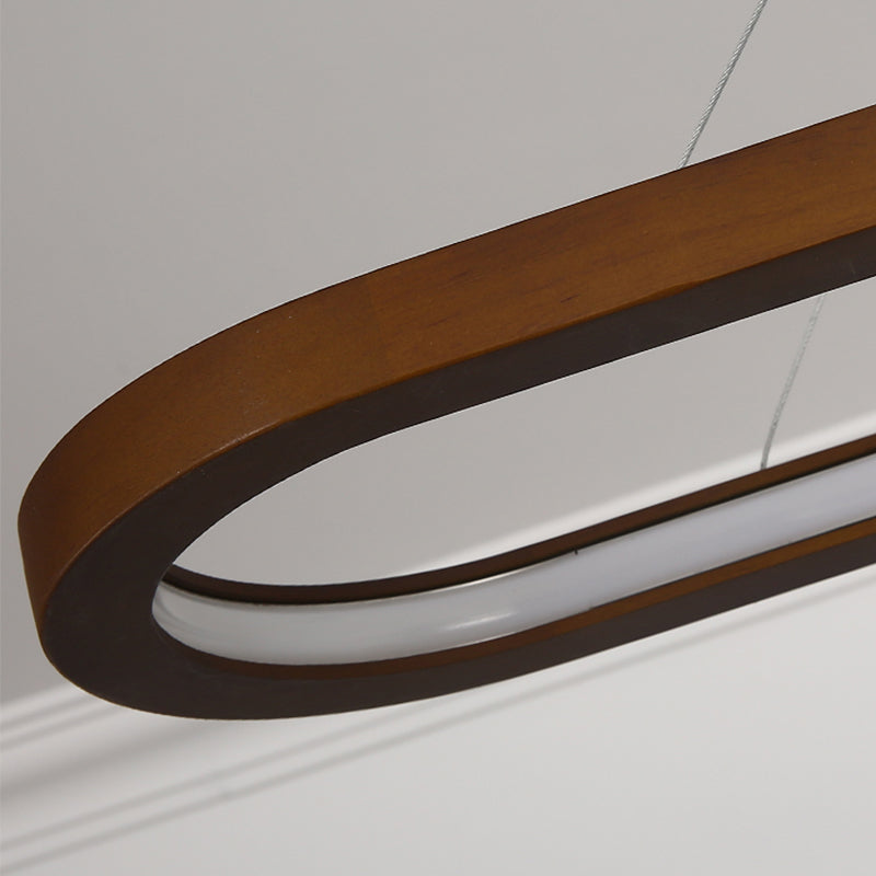 Contemporary Wood Kitchen Pendant Light Oval 1 Light Ceiling Pendant Light