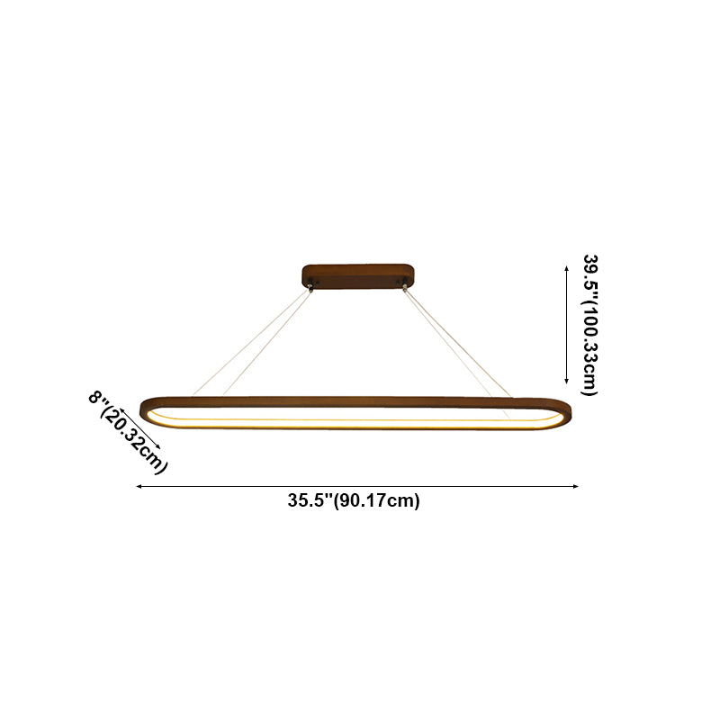 Contemporary Wood Kitchen Pendant Light Oval 1 Light Ceiling Pendant Light