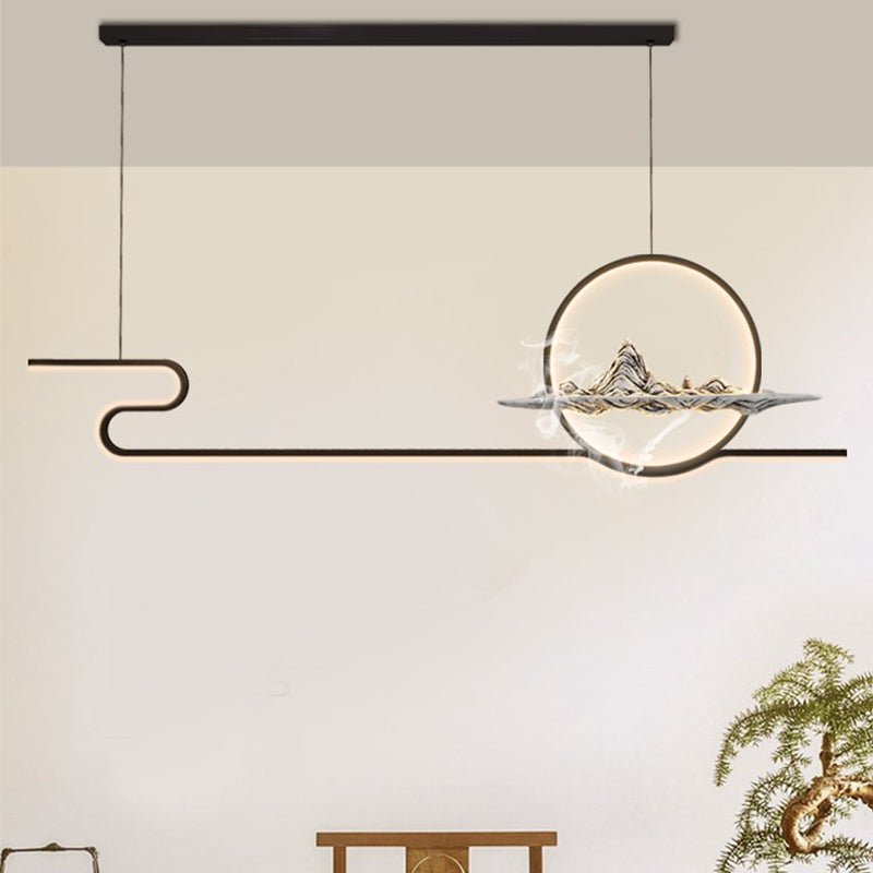 Contemporary Metal 2 Light Pendant Lights Linear Island Light Fixtures for Kitchen