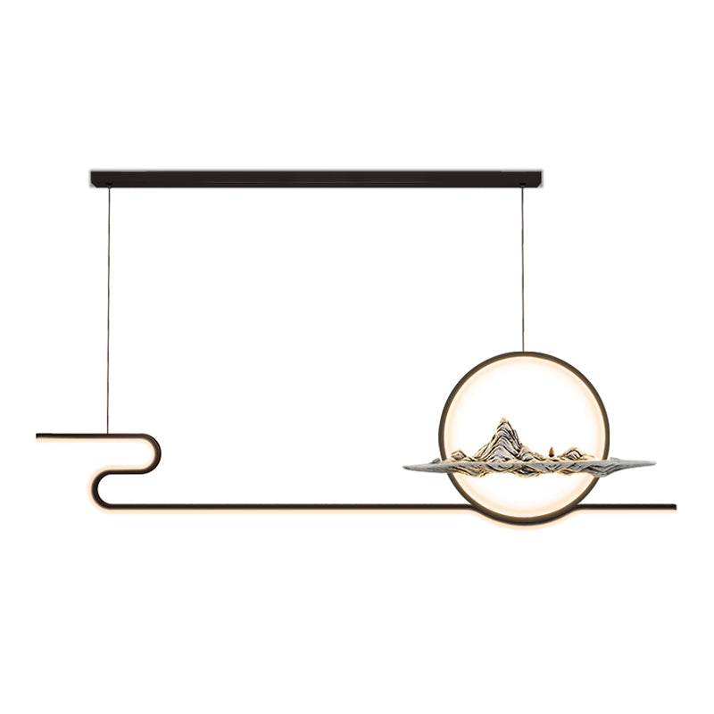 Contemporary Metal 2 Light Pendant Lights Linear Island Light Fixtures for Kitchen