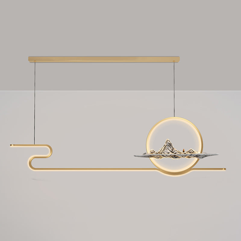 Contemporary Metal 2 Light Pendant Lights Linear Island Light Fixtures for Kitchen