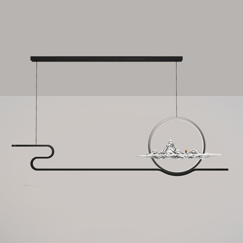 Contemporary Metal 2 Light Pendant Lights Linear Island Light Fixtures for Kitchen