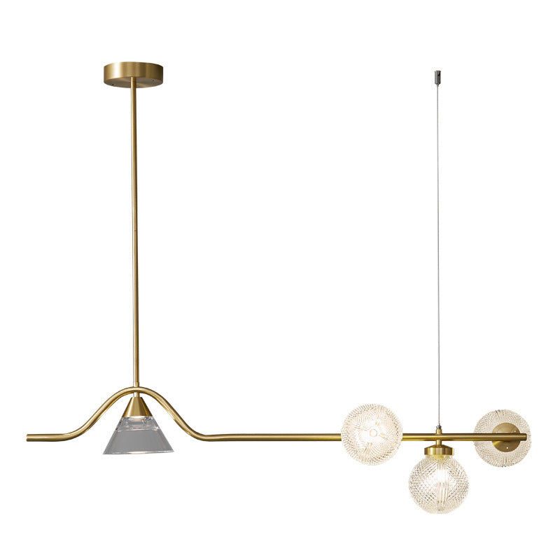 Gold Island Lights Modern Multi-Head Geometry Restaurant Hanging Lamps with Glass Shade