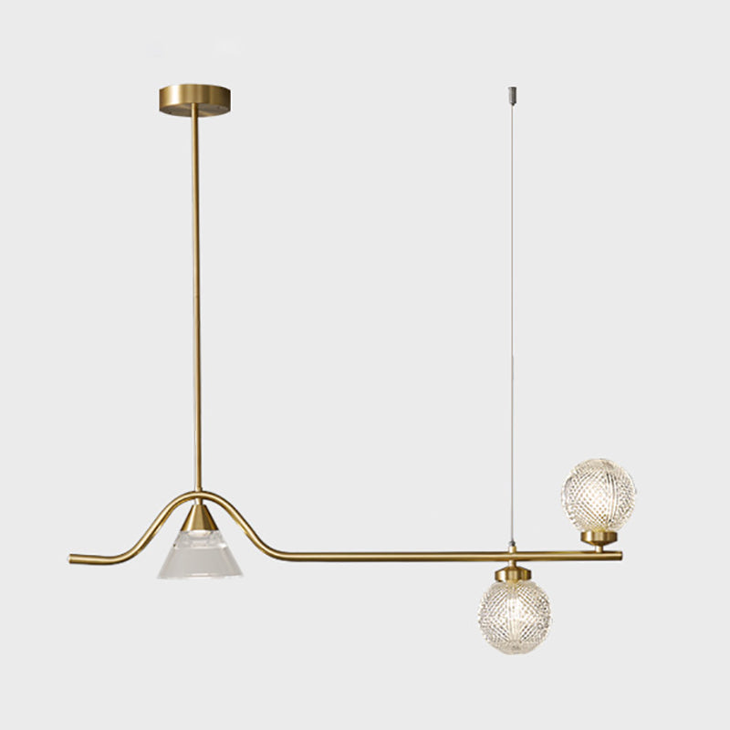 Gold Island Lights Modern Multi-Head Geometry Restaurant Hanging Lamps with Glass Shade