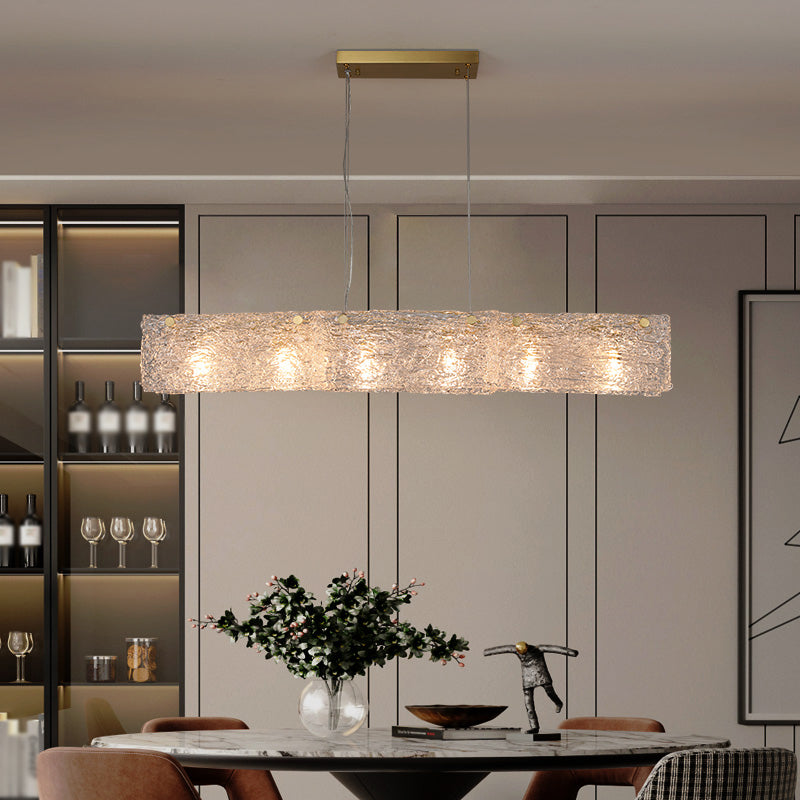 Modern Style Rectangle Hanging Island Lights Glass Pendant Light Fixtures
