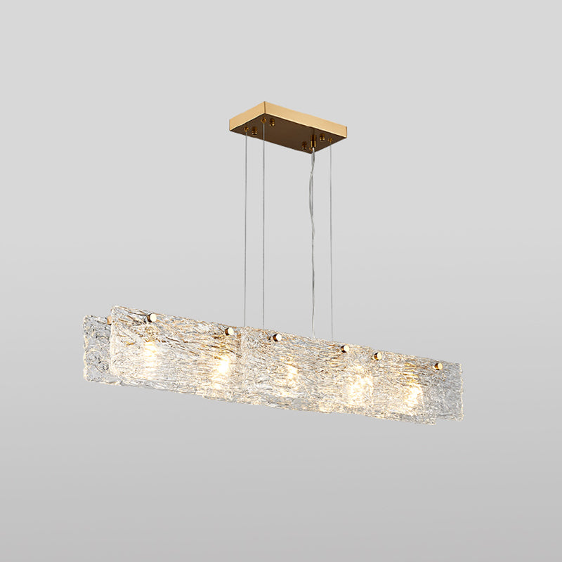 Modern Style Rectangle Hanging Island Lights Glass Pendant Light Fixtures