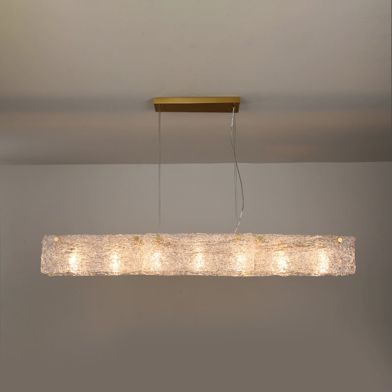 Modern Style Rectangle Hanging Island Lights Glass Pendant Light Fixtures