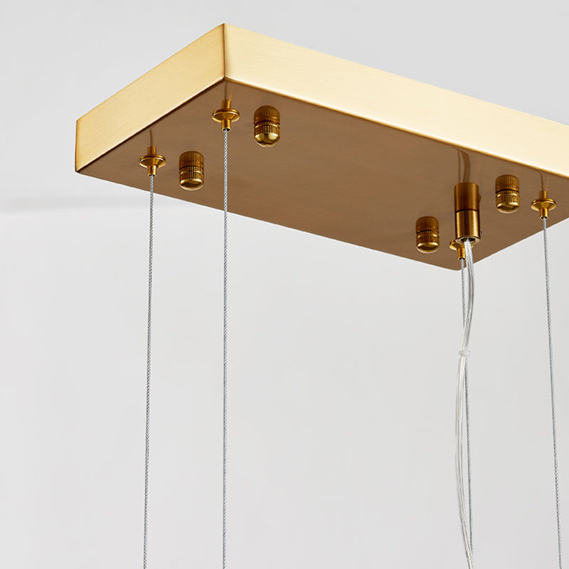 Modern Style Rectangle Hanging Island Lights Glass Pendant Light Fixtures