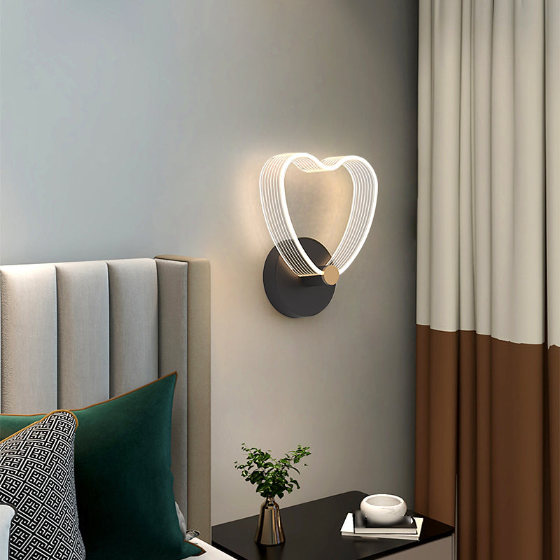 Metal Geometric Wall Light Nordic Style LED Wall Sconce in Black for Bedroom