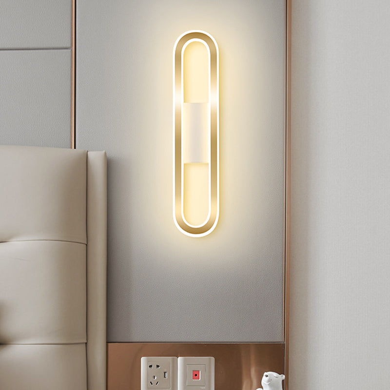Forma ovalada de pared de metal estilo moderno 1 luz de montaje de pared ligera