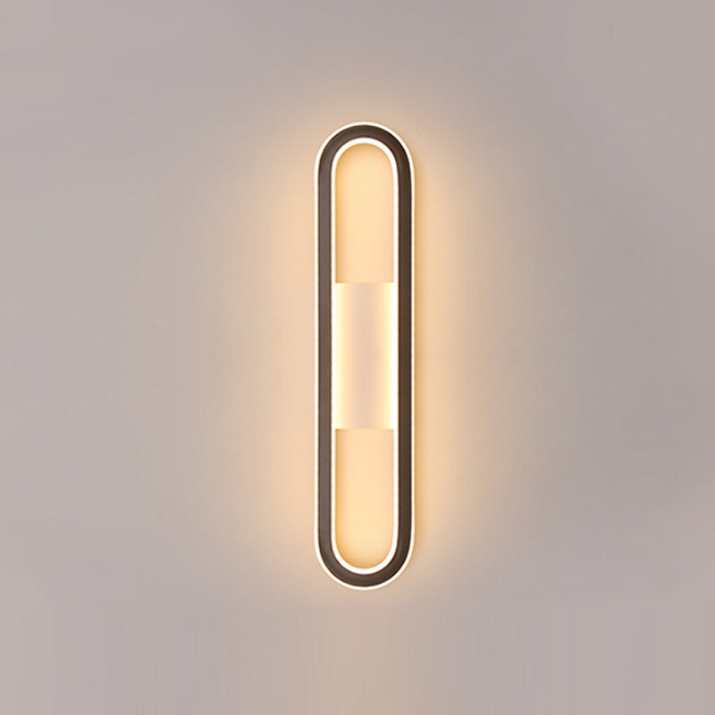 Forma ovalada de pared de metal estilo moderno 1 luz de montaje de pared ligera