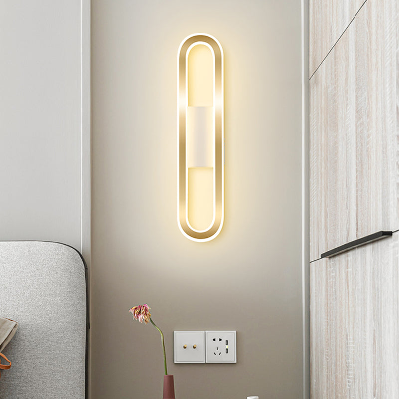 Forma ovalada de pared de metal estilo moderno 1 luz de montaje de pared ligera