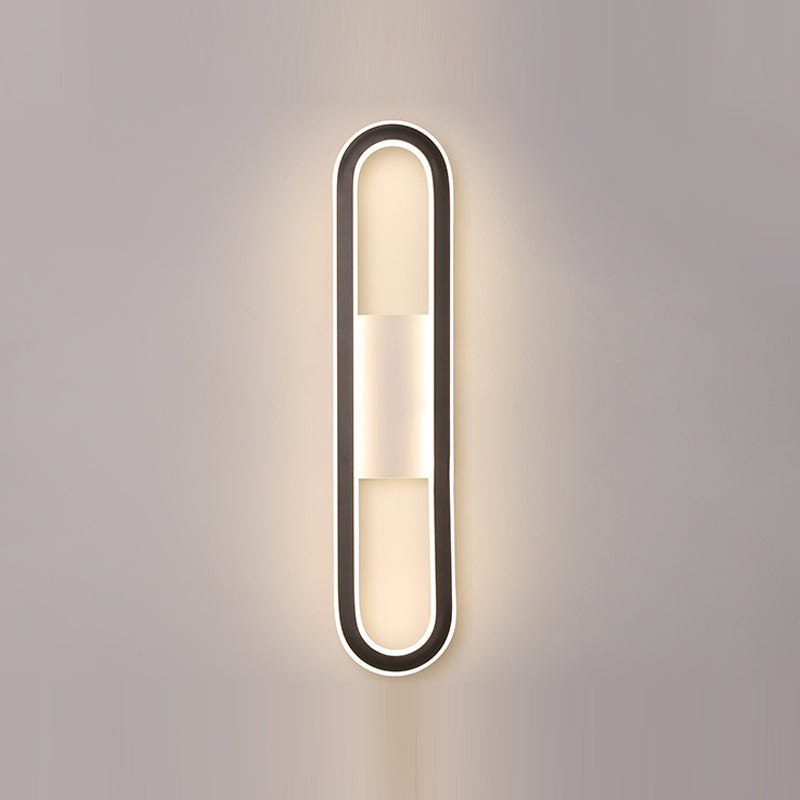 Forma ovalada de pared de metal estilo moderno 1 luz de montaje de pared ligera