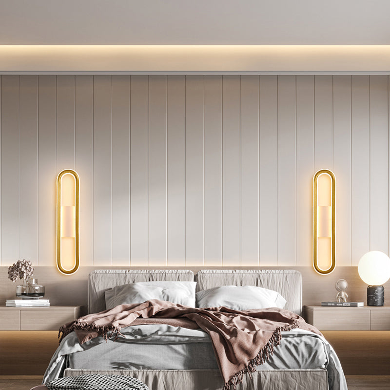 Forma ovalada de pared de metal estilo moderno 1 luz de montaje de pared ligera