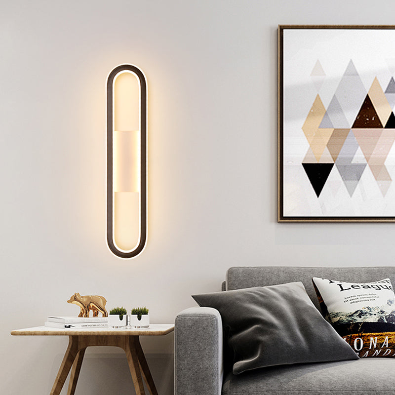 Forma ovalada de pared de metal estilo moderno 1 luz de montaje de pared ligera