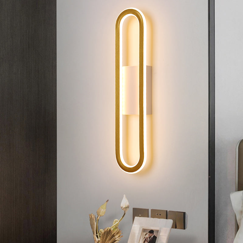 Forma ovalada de pared de metal estilo moderno 1 luz de montaje de pared ligera