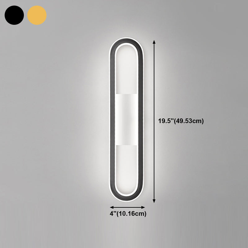 Forma ovalada de pared de metal estilo moderno 1 luz de montaje de pared ligera