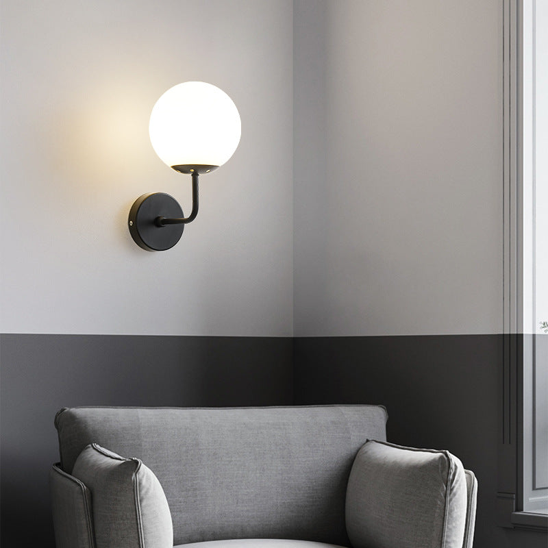 1 Light Ball Wall Lighting Fixtures Modern Style Glass Wall Mounted Lights