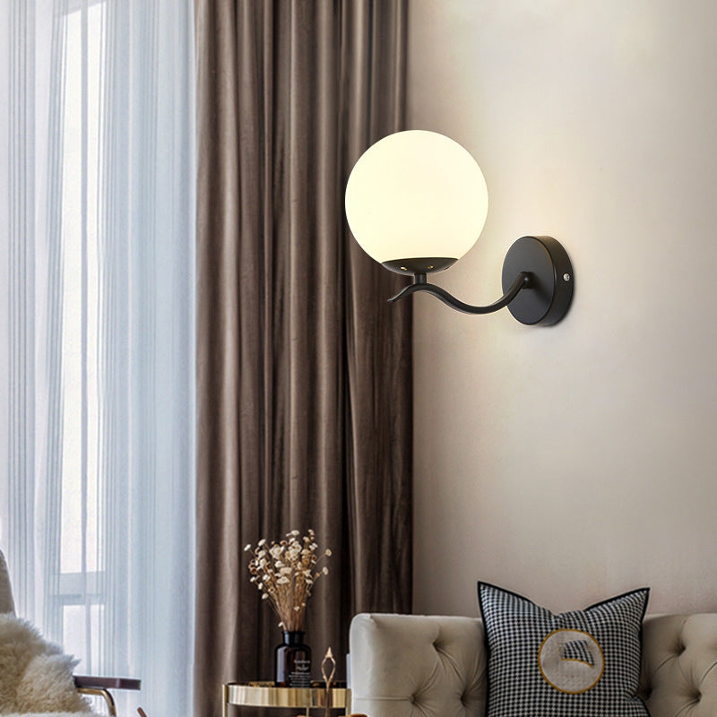1 Light Ball Wall Lighting Fixtures Modern Style Glass Wall Mounted Lights
