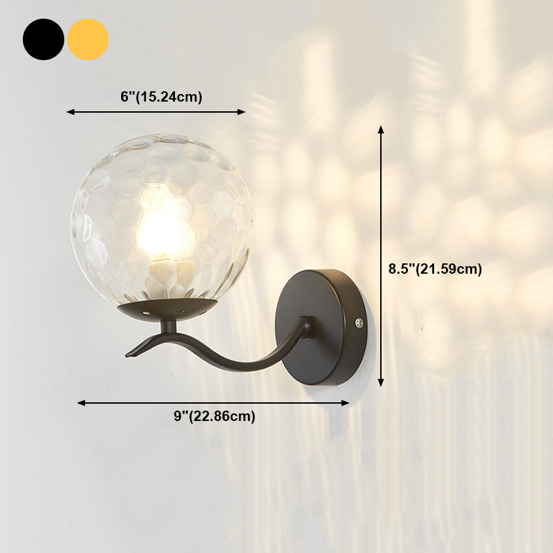 1 Light Ball Wall Lighting Fixtures Modern Style Glass Wall Mounted Lights