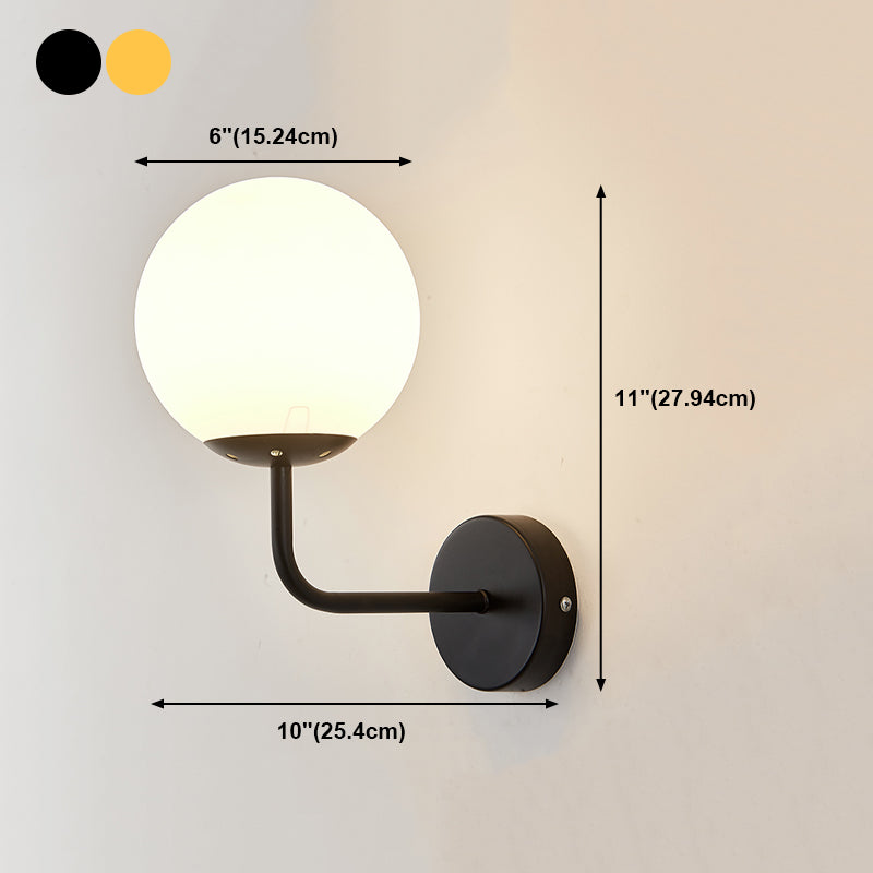 1 Light Ball Wall Lighting Fixtures Modern Style Glass Wall Mounted Lights